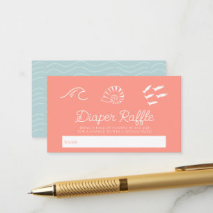 Sea You Soon Baby Pink Diaper Raffle Ticket Enclosure Card