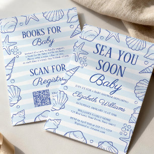 Sea You Soon Baby, Seashell Coastal Baby Shower Invitation