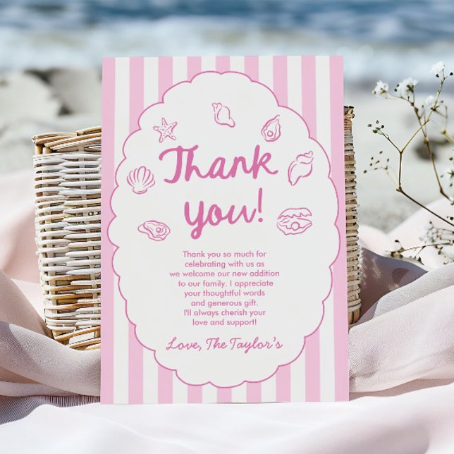 Sea You Soon, Baby Seashell Coastal Baby Shower Thank You Card (Creator Uploaded)