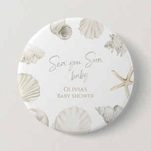 Sea you soon baby shower 7.5 cm round badge