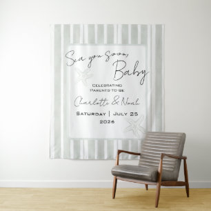 Sea You Soon Baby Shower Backdrop Tapestry