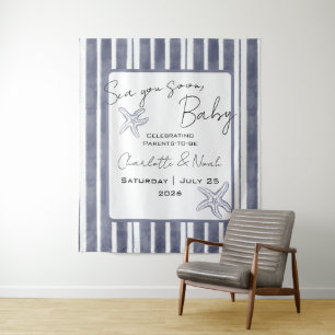 Sea You Soon Baby Shower Backdrop Tapestry