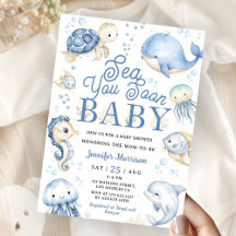 Sea You Soon Baby Shower Boy Blue Ocean