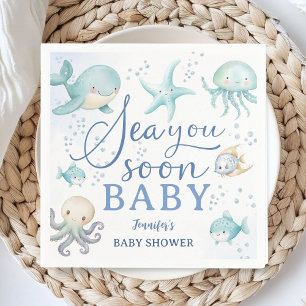Sea You Soon Baby Shower Boy Ocean Paper Napkin