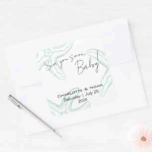 Sea You Soon Baby Shower Favour Square Sticker