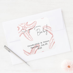 Sea You Soon Baby Shower Favour Square Sticker