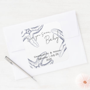 Sea You Soon Baby Shower Favour Square Sticker