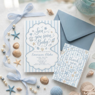 Sea You Soon Baby Shower Invitation Coastal Seas