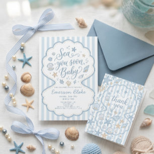 Sea You Soon Baby Shower Invitation Coastal Seas