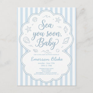 Sea You Soon Baby Shower Invitation Coastal Seas Postcard