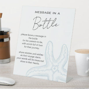 Sea You Soon Baby Shower Message in a Bottle Pedestal Sign