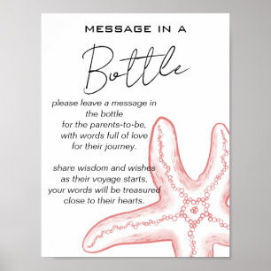 Sea You Soon Baby Shower Message in a Bottle Poster