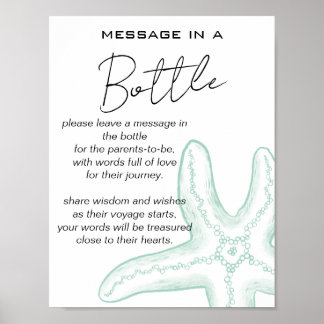 Sea You Soon Baby Shower Message in a Bottle Poster
