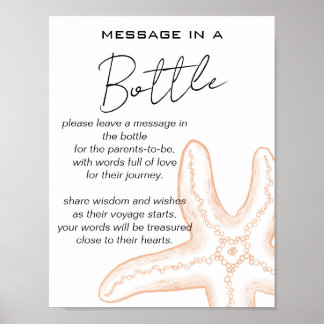 Sea You Soon Baby Shower Message in a Bottle Poster