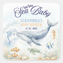 Sea You Soon Baby Shower Square Sticker