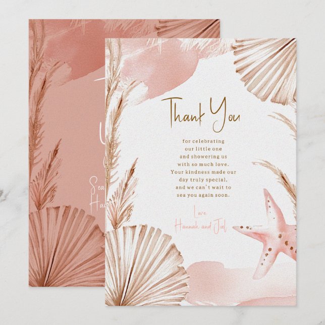 Sea You Soon Baby Thank You Card | Coastal Boho (Front/Back)