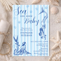 Sea You Soon Baby Vintage Mermaid Blue Baby Shower