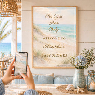 Sea You Soon Beach Baby Shower Welcome Poster