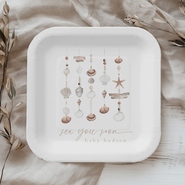 Sea You Soon Boho Beach Baby Shower Paper Plate (Zazzle Sea You Soon Boho Beach Baby Shower Paper Plate)