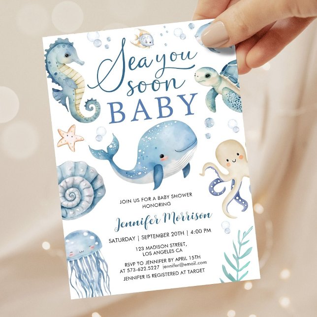 Sea You Soon Boy Baby Shower Invitation  (Creator Uploaded)