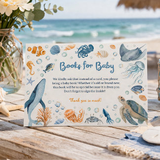 Sea You Soon Coastal Baby Shower Book Request Enclosure Card