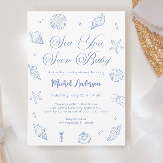 Sea You Soon Coastal Baby Shower Invitation (Creator Uploaded)