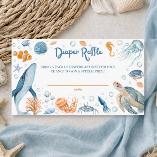 Sea You Soon Coastal Diaper Raffle Ticket Enclosure Card