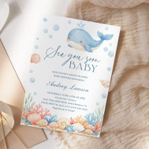 Sea You Soon Coastal Ocean Whale Baby Shower