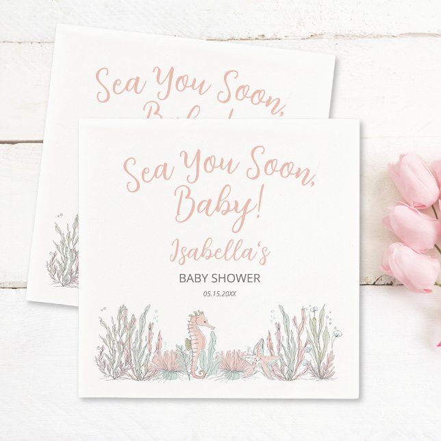 Sea You Soon Cute Hand Drawn Baby Shower Napkin (Creator Uploaded)