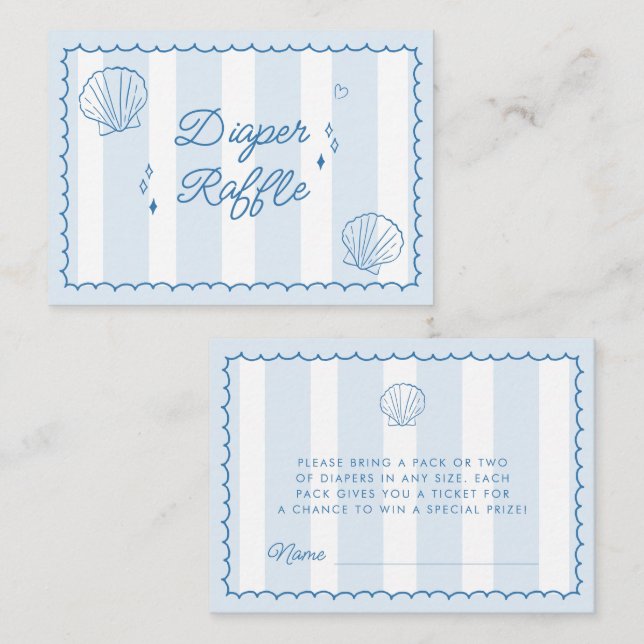 Sea You Soon Hand Drawn Baby Shower Diaper Raffle Enclosure Card (Front/Back)