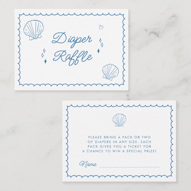 Sea You Soon Hand Drawn Baby Shower Diaper Raffle Enclosure Card (Front/Back)