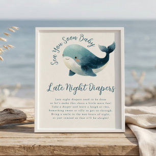 Sea You Soon Late Night Diapers Baby Shower sign