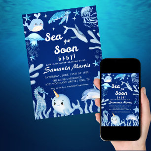 Sea You Soon Nautical Baby is on the Way Baby  Invitation