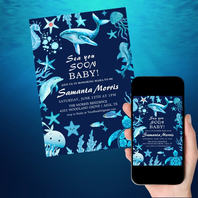 Sea You Soon Nautical Baby is on the Way Baby  Invitation (Creator Uploaded)