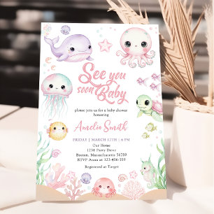 Sea you Soon Ocean Animal Baby Shower Invitation