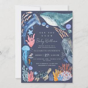 Sea You Soon Ocean Animals Boy Baby Shower Invitation