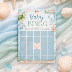 Sea You Soon Ocean Baby Shower Baby Bingo Game Invitation