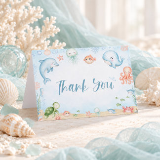 Sea You Soon Ocean Baby Shower Folded Thank You Card