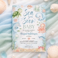 Sea You Soon Ocean Baby Shower Invitation