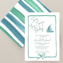Sea You Soon Ocean Green Boat Boy Baby Shower
