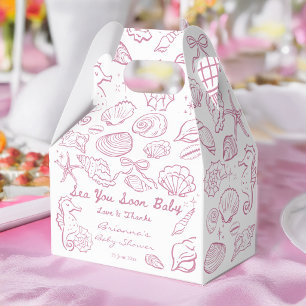 Sea you soon pink seashells beach baby shower favour box