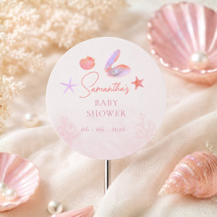 Sea you soon purple coral aesthetic classic round sticker
