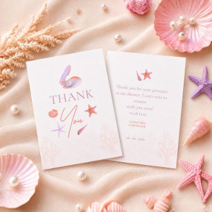 Sea you soon purple coral aesthetic  thank you card