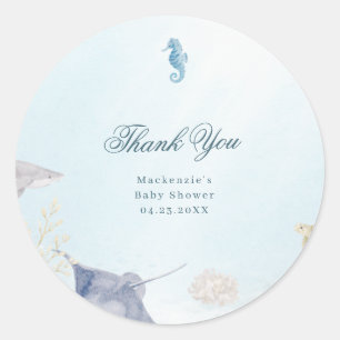 Sea You Soon Rococo Baby Shower Circle Stickers