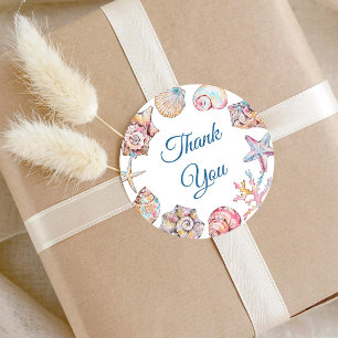 Sea You Soon Seashell Baby Shower Thank You Classic Round Sticker