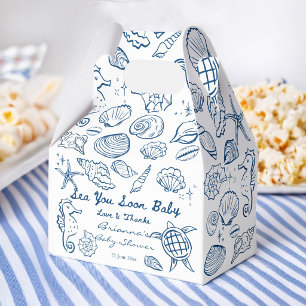 Sea you soon seashells beach boy baby shower favour box
