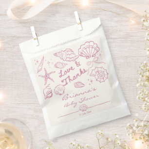Sea you soon seashells beach girls baby shower favour bag