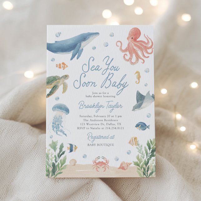 Sea You Soon Under the Sea Baby Shower Invitation (Creator Uploaded)