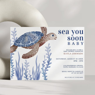 Sea You Soon Watercolor Under the Sea Baby Shower Invitation