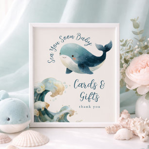 Sea You Soon Whale Cards Gifts Baby Shower ivory Poster